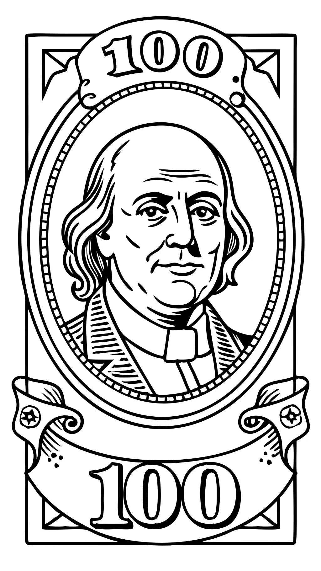 100 dollar bill coloring page